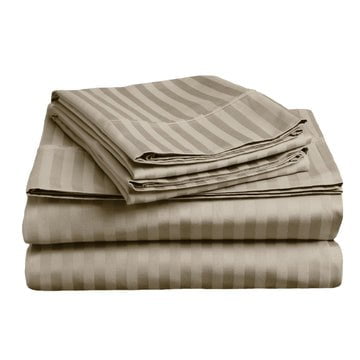 soft stripe microfibre sheet set queen taupe Payday Deals