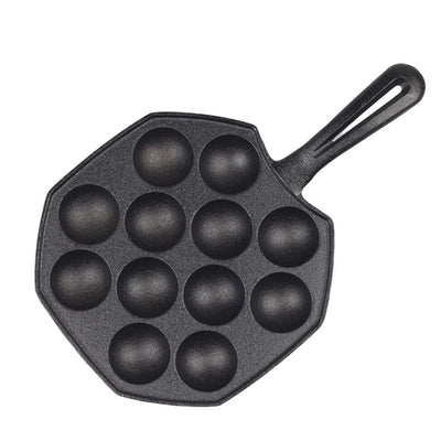 SOGA 18CM Cast Iron Takoyaki Fry Pan Octopus Balls Maker 12 Hole Cavities Grill Mold