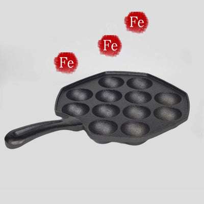 SOGA 18CM Cast Iron Takoyaki Fry Pan Octopus Balls Maker 12 Hole Cavities Grill Mold Payday Deals