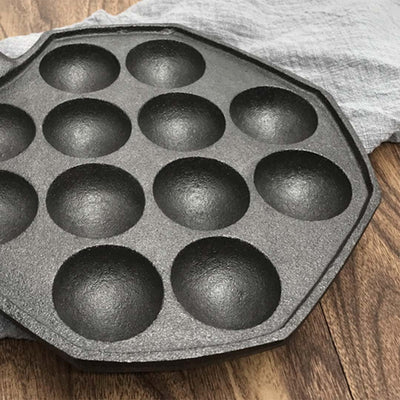 SOGA 18CM Cast Iron Takoyaki Fry Pan Octopus Balls Maker 12 Hole Cavities Grill Mold Payday Deals