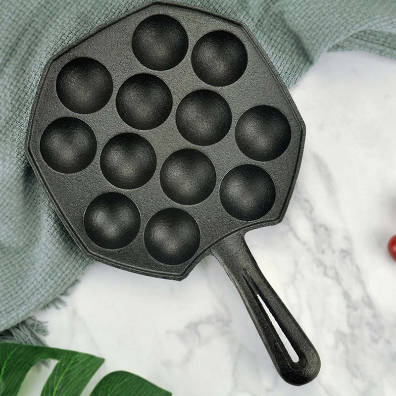 SOGA 18CM Cast Iron Takoyaki Fry Pan Octopus Balls Maker 12 Hole Cavities Grill Mold Payday Deals