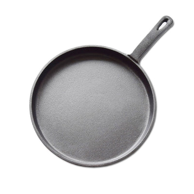 SOGA 26cm Round Cast Iron Frying Pan Skillet Griddle Sizzle Platter