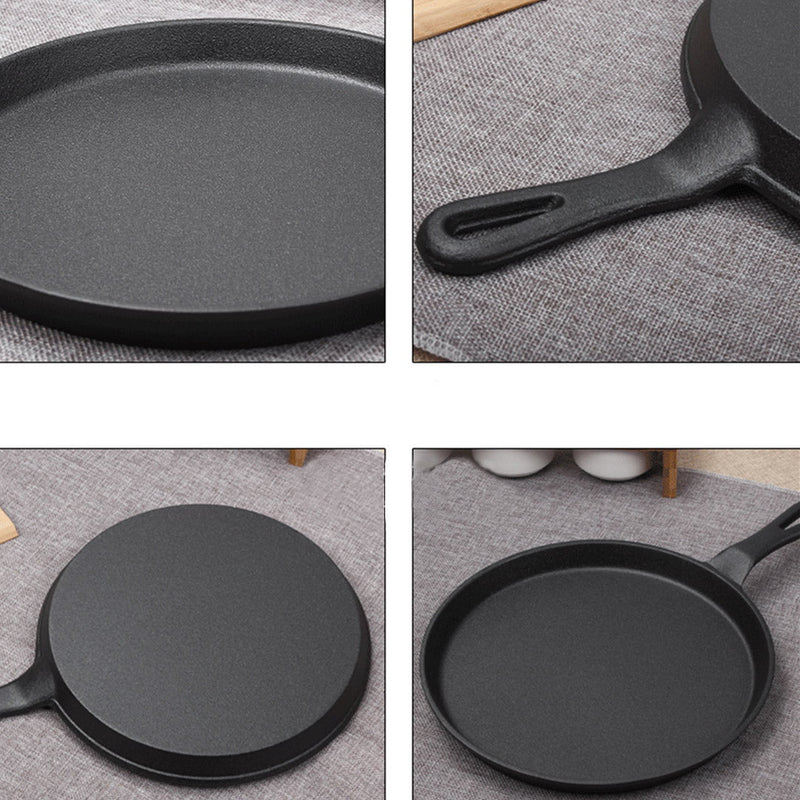 SOGA 26cm Round Cast Iron Frying Pan Skillet Griddle Sizzle Platter Payday Deals