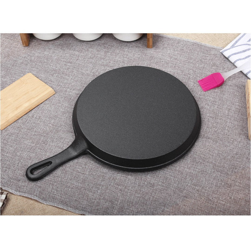 SOGA 26cm Round Cast Iron Frying Pan Skillet Griddle Sizzle Platter Payday Deals