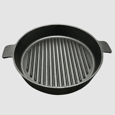 SOGA 26cm Round Ribbed Cast Iron Frying Pan Skillet Steak Sizzle Platter with Handle Payday Deals