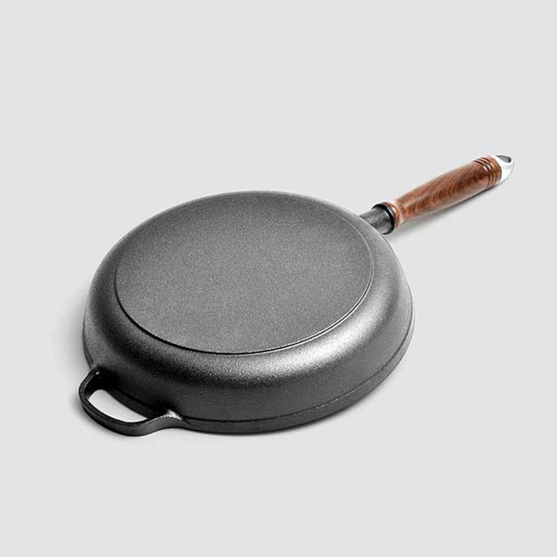 SOGA 29cm Round Cast Iron Frying Pan Skillet Steak Sizzle Platter with Helper Handle Payday Deals