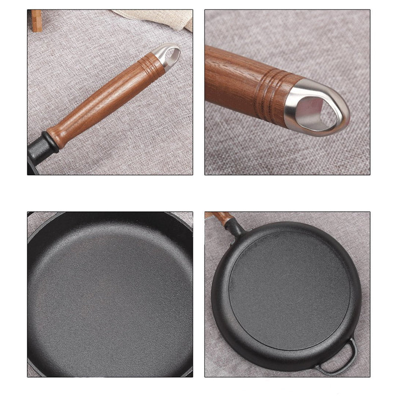 SOGA 29cm Round Cast Iron Frying Pan Skillet Steak Sizzle Platter with Helper Handle Payday Deals