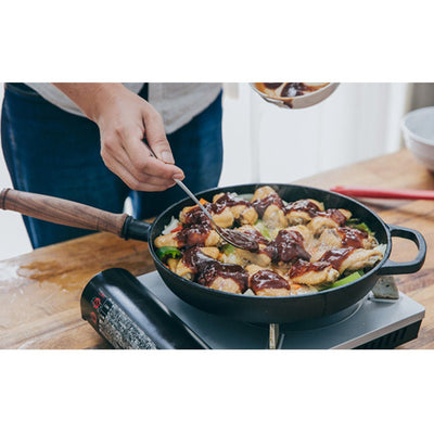 SOGA 29cm Round Cast Iron Frying Pan Skillet Steak Sizzle Platter with Helper Handle Payday Deals