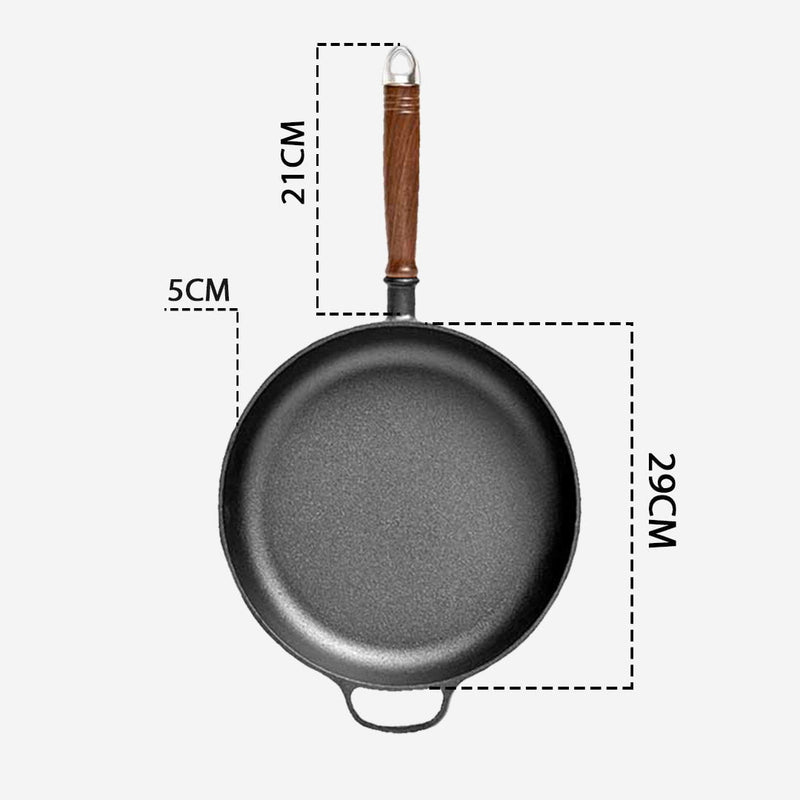 SOGA 29cm Round Cast Iron Frying Pan Skillet Steak Sizzle Platter with Helper Handle Payday Deals