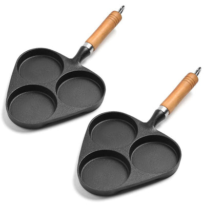 SOGA 2X 3 Mold Cast Iron Breakfast Fried Egg Pancake Omelette Fry Pan