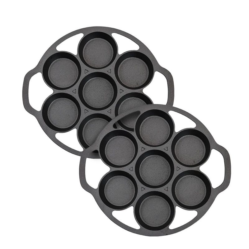 SOGA 2X 32cm Cast Iron Takoyaki Fry Pan Octopus Balls Maker 7 Hole Cavities Grill Mold Payday Deals