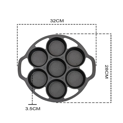 SOGA 2X 32cm Cast Iron Takoyaki Fry Pan Octopus Balls Maker 7 Hole Cavities Grill Mold Payday Deals