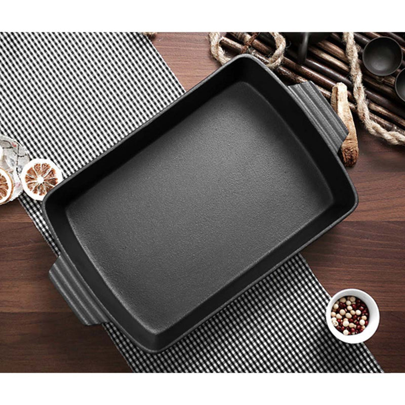 SOGA 2X 33cm Cast Iron Rectangle Bread Cake Baking Dish Lasagna Roasting Pan Payday Deals