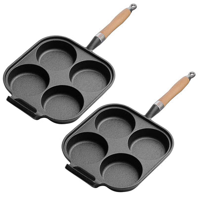 SOGA 2X 4 Mold Cast Iron Breakfast Fried Egg Pancake Omelette Fry Pan