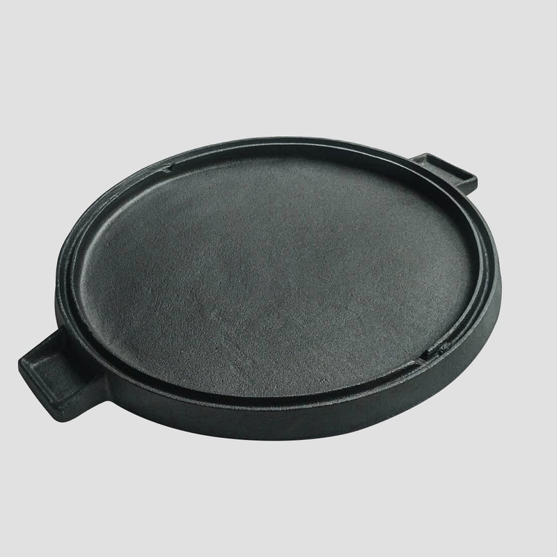 SOGA 2X 43cm Round Ribbed Cast Iron Frying Pan Skillet Steak Sizzle Platter with Handle Payday Deals