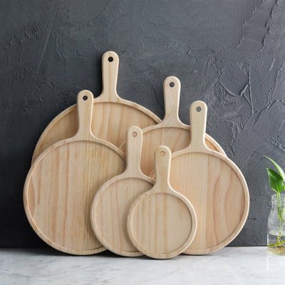 SOGA 2X 6 inch Round Premium Wooden Pine Food Serving Tray Charcuterie Board Paddle Home Decor Payday Deals