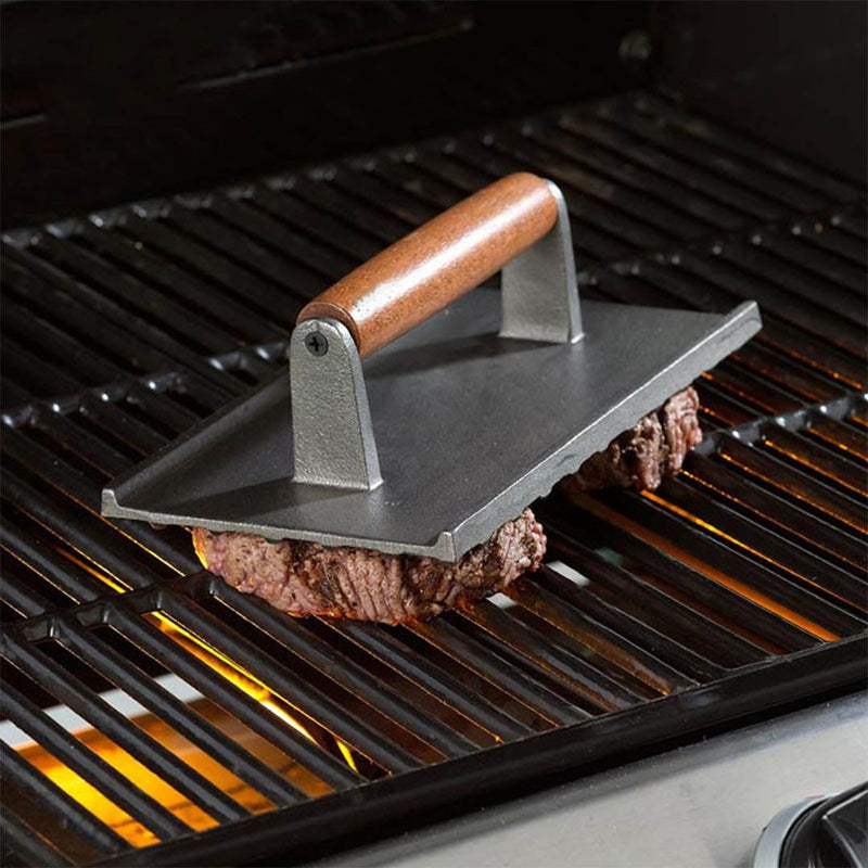 SOGA 2X Cast Iron Bacon Meat Steak Press Grill BBQ with Wood Handle Weight Plate Payday Deals