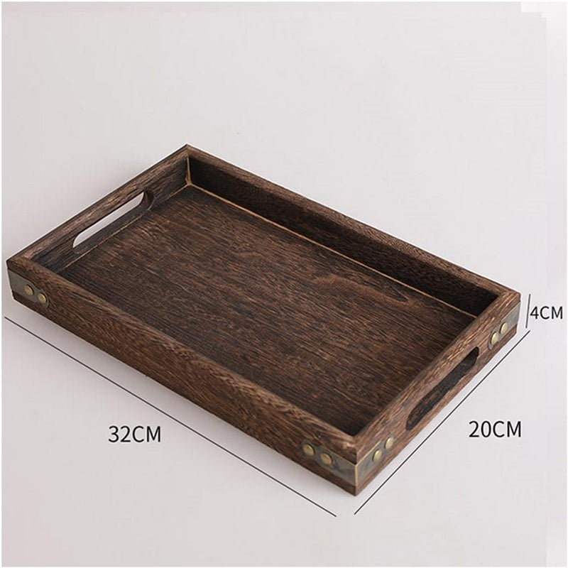 SOGA 2X Small Walnut Rectangle Wooden Tray Breakfast Dinner Serving Board Tea Set Holder Kitchen Home Decor Payday Deals