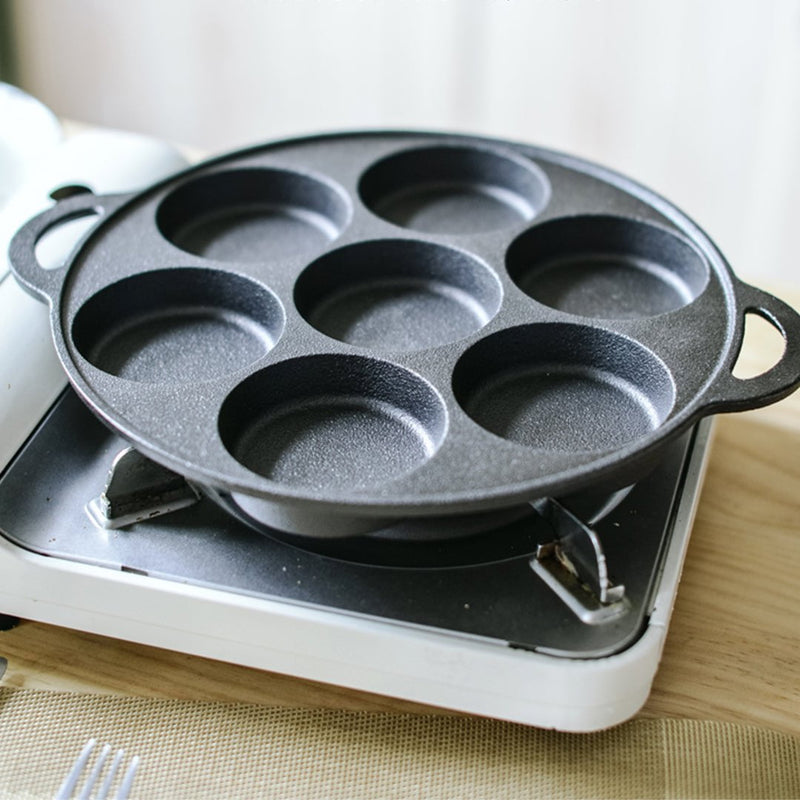 SOGA 31.5cm Cast Iron Takoyaki Fry Pan Octopus Balls Maker 7 Hole Cavities Grill Mold Payday Deals