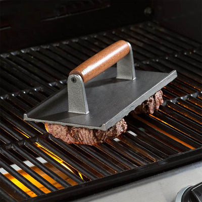 SOGA Cast Iron Bacon Meat Steak Press Grill BBQ with Wood Handle Weight Plate Payday Deals