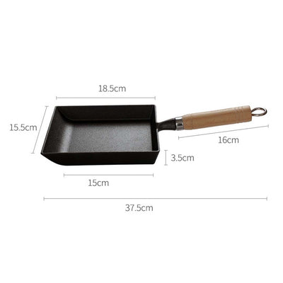 SOGA Cast Iron Tamagoyaki Japanese Omelette Egg Frying Skillet Fry Pan Wooden Handle Payday Deals