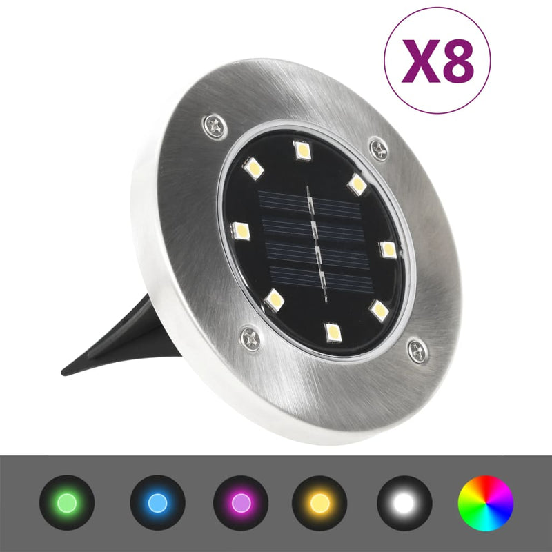 Solar Ground Lights 8 pcs LED Lights RGB Colour Payday Deals