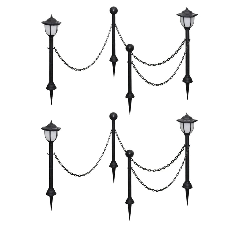 Solar Lights 4 pcs with Chain Fence and Poles Payday Deals