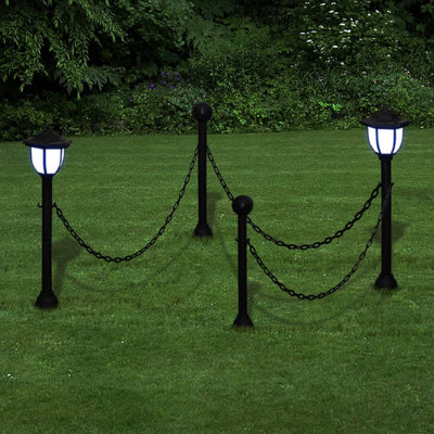 Solar Lights 4 pcs with Chain Fence and Poles Payday Deals