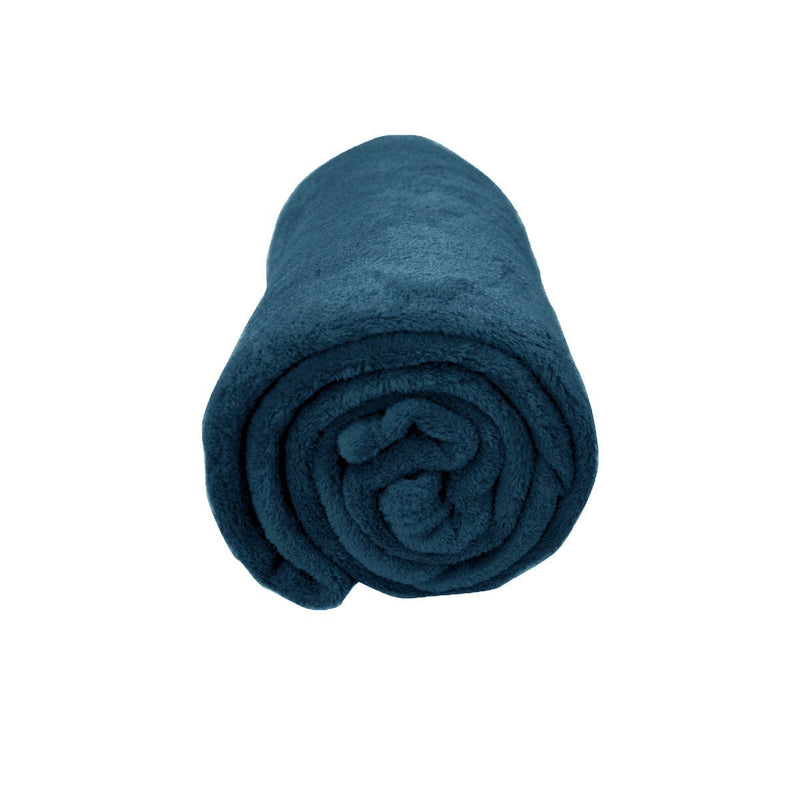 Solid Colour Soft Coral Fleece Throw Rug 127 x 152 cm Indigo Payday Deals