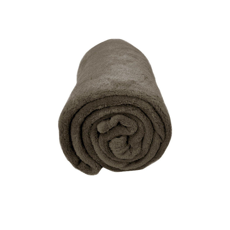 Solid Colour Soft Coral Fleece Throw Rug 127 x 152 cm Walnut Payday Deals