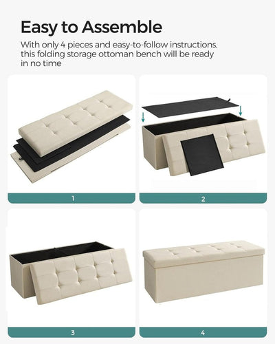 SONGMICS 109cm Folding Storage Ottoman Bench Beige Payday Deals