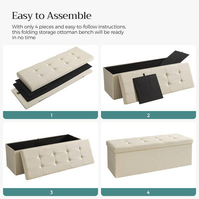 SONGMICS 109cm Folding Storage Ottoman Bench Beige LSF77BE Payday Deals