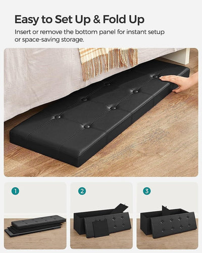 SONGMICS 109cm Folding Storage Ottoman Bench Black LSF701V1 Payday Deals