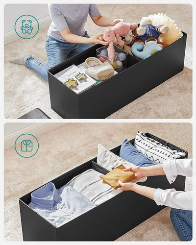 SONGMICS 109cm Folding Storage Ottoman Bench Black LSF701V1 Payday Deals