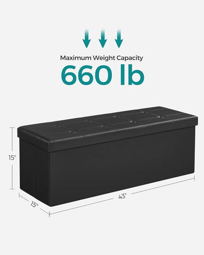 SONGMICS 109cm Folding Storage Ottoman Bench Black LSF701V1 Payday Deals