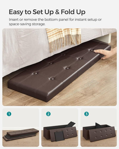 SONGMICS 110cm Folding Ottoman Bench Footrest Brown Payday Deals