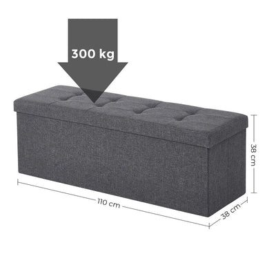 SONGMICS 110cm Folding Storage Ottoman Bench Foot Rest Stool Dark Gray Payday Deals