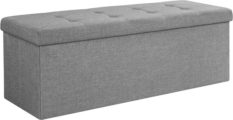 SONGMICS 110cm Storage Ottoman Bench Light Grey Payday Deals