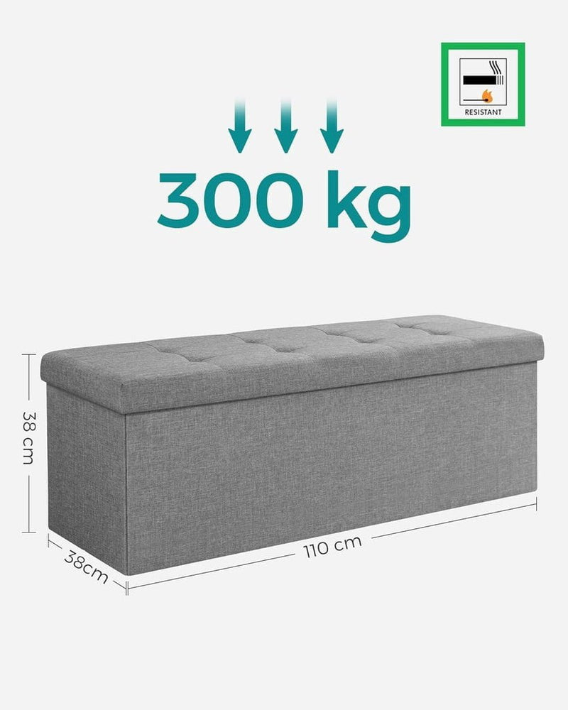 SONGMICS 110cm Storage Ottoman Bench Light Grey Payday Deals