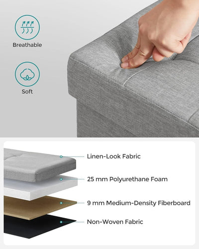 SONGMICS 110cm Storage Ottoman Bench Light Grey Payday Deals