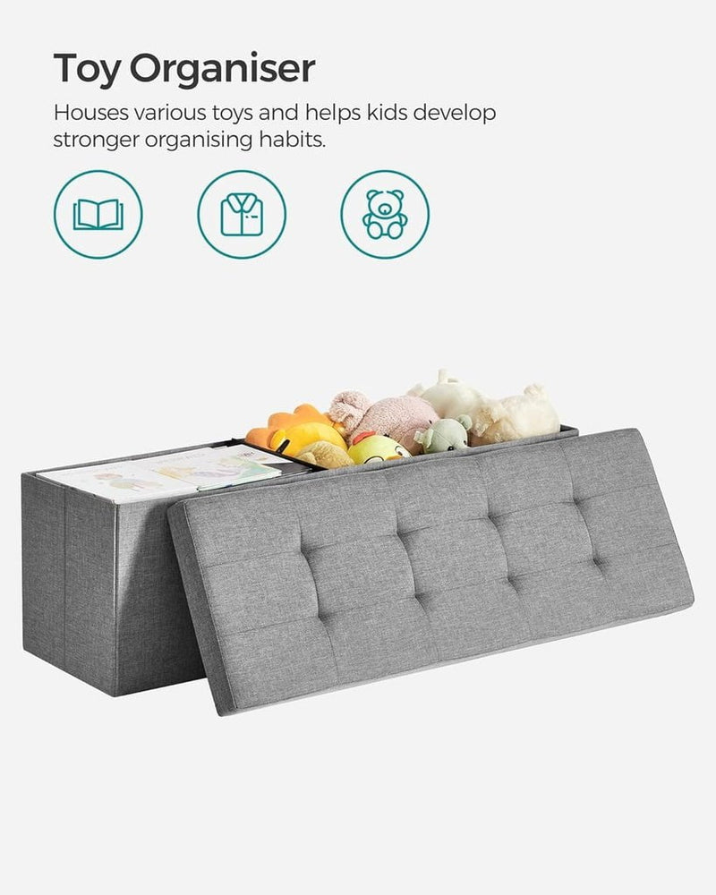 SONGMICS 110cm Storage Ottoman Bench Light Grey Payday Deals