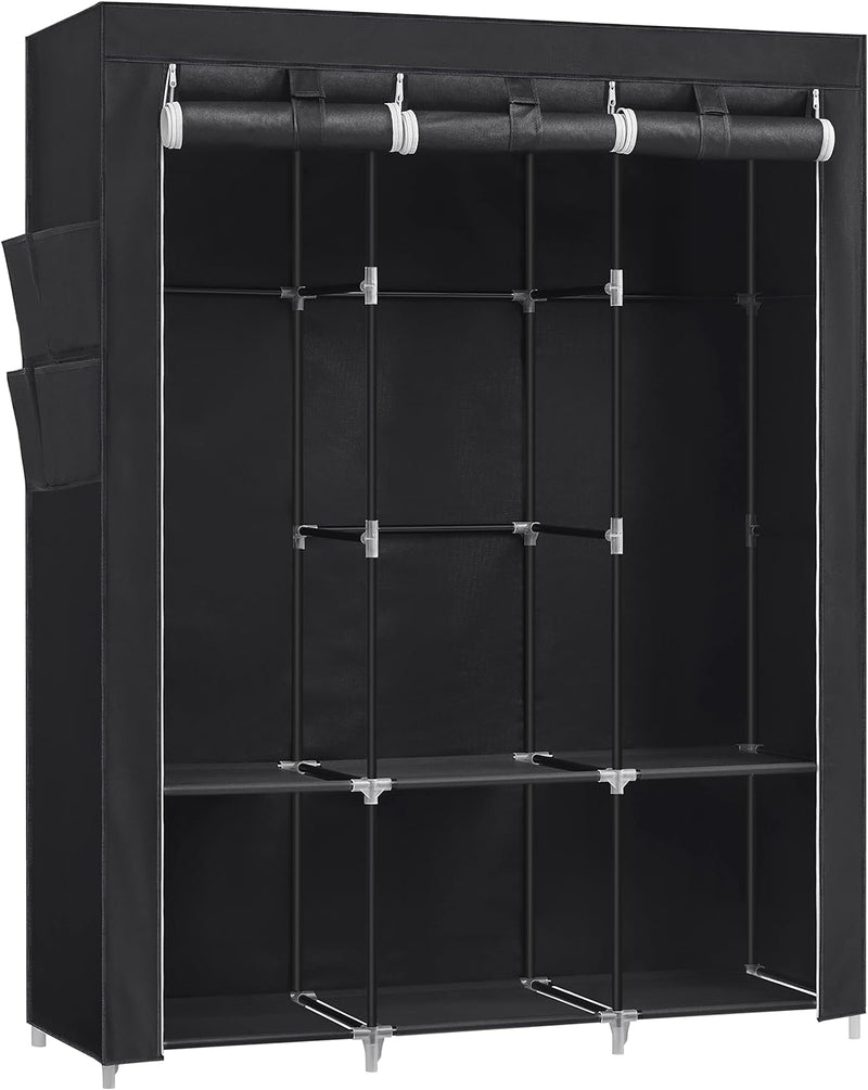 SONGMICS Clothes Wardrobe Portable Closet with Cover and 3 Hanging Rails Black RYG092B02 Payday Deals