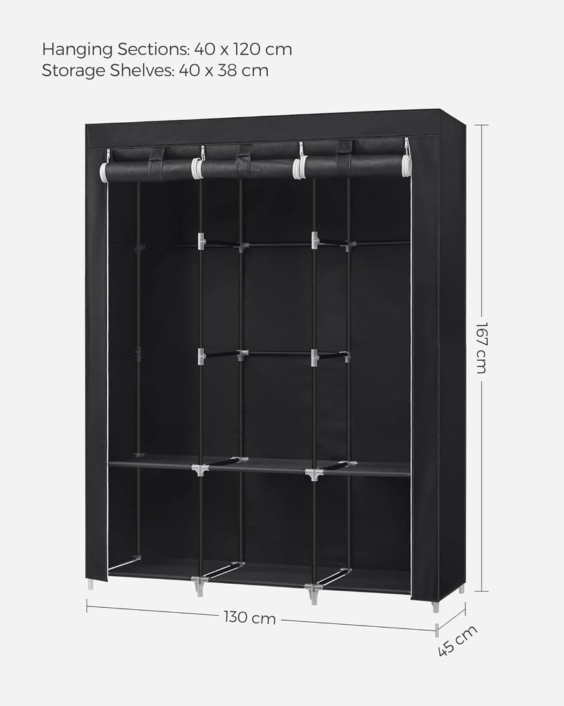 SONGMICS Clothes Wardrobe Portable Closet with Cover and 3 Hanging Rails Black RYG092B02 Payday Deals