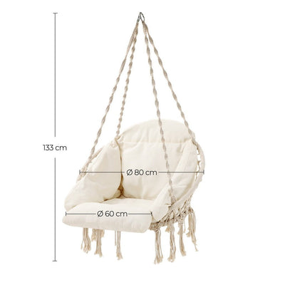 SONGMICS Hammock Hanging Chair with Cushion Cloud White Payday Deals