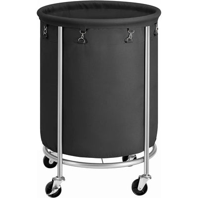 SONGMICS Laundry Basket with Wheels with Steel Frame and Removable Bag Black RLS001B01 Payday Deals