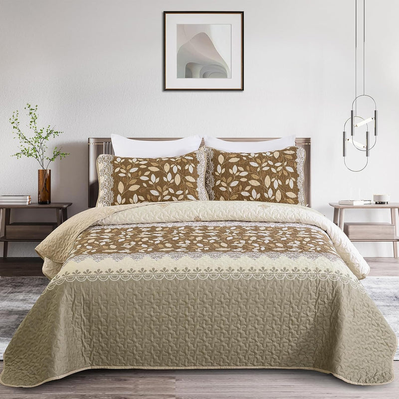 Sophisticated Quilted Bedspread and Pillowcases Set: Exquisite Design and Comfort - Queen size Payday Deals