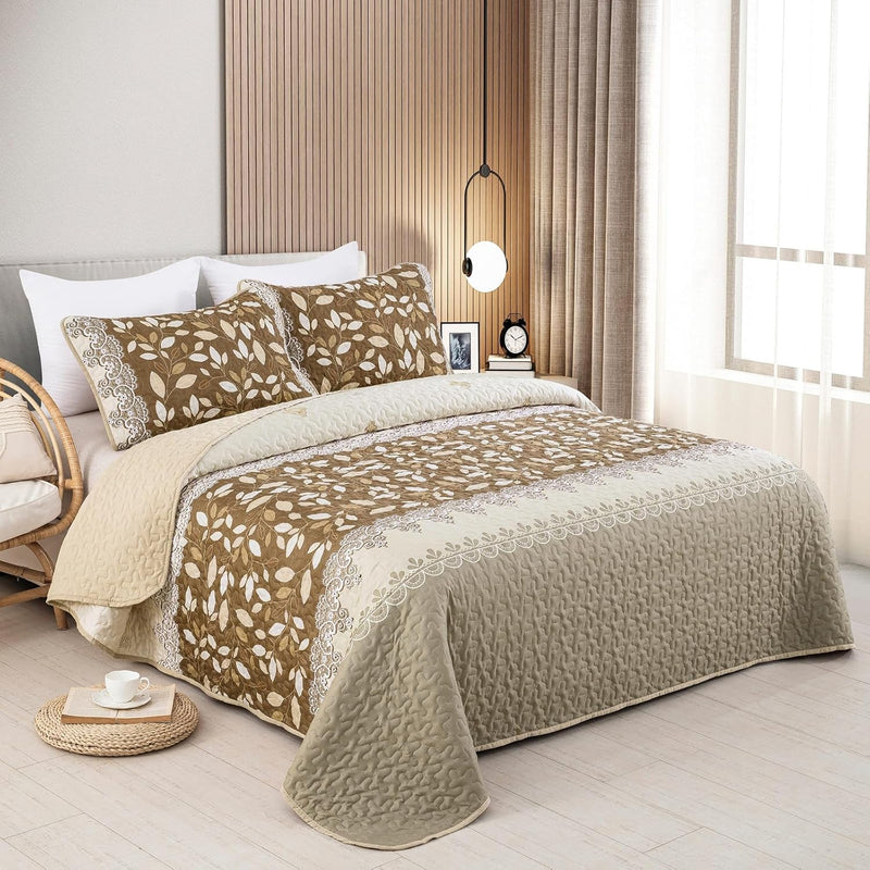 Sophisticated Quilted Bedspread and Pillowcases Set: Exquisite Design and Comfort - Queen size Payday Deals