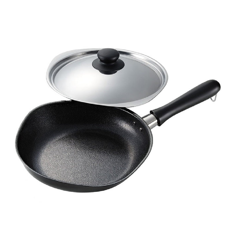 Sori Yanagi Japanese Cast Iron Frying Pan Skillet with Stainless Steel Lid - 22cm Payday Deals