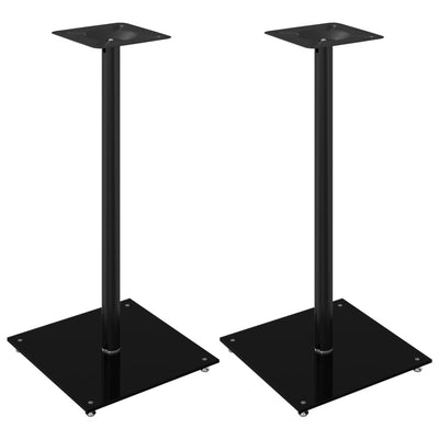 Speaker Stands 2 pcs Black Tempered Glass 1 Pillar Design Payday Deals