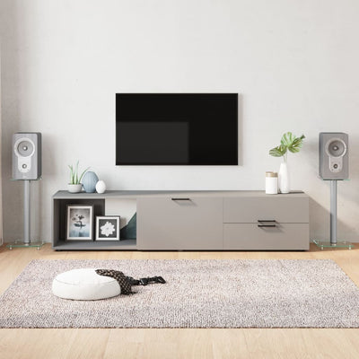 Speaker Stands 2 pcs Silver Tempered Glass 1 Pillar Design Payday Deals